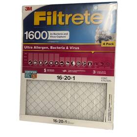 1600 Filtrete 068060469687 Mpr Ultra Allergen 2x Bacteria And Virus Filter 16x20x1 4ct