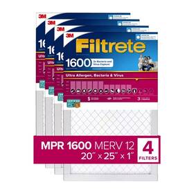 1600 Filtrete 068060469717 4 Pack Ultra Allergen 2x Bacteria And Virus Filter Mpr 25x20x1