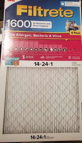 1600 Filtrete 068060469748 4 Pack Merv 12 14x24x1 Ultra Allergen Air Filter