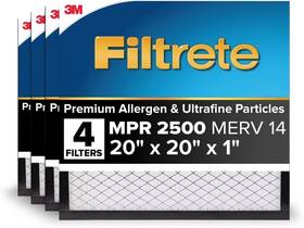 Filtrete 068060635808 4 Pack 2500 - 20x20x1 Premium Allergen Ac Furnace Air Filter Ultimate