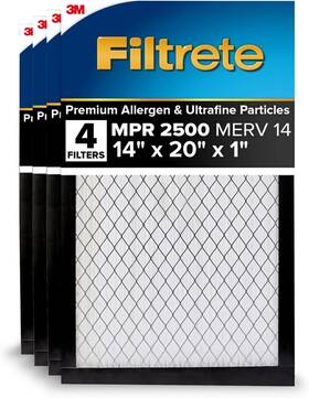 Filtrete 068060635839 4 Pack 2500 - 14x20x1 Premium Allergen Ac Furnace Air Filter Ultimate