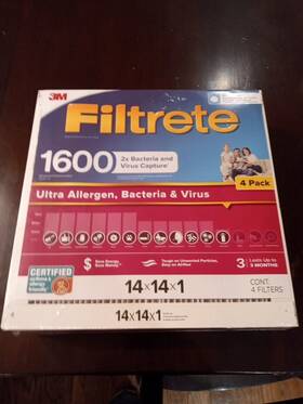 1600 Filtrete 076308407247 14x14x1 Ultra Allergen 2x Bacteria And Virus Filter Mpr 4 Pack
