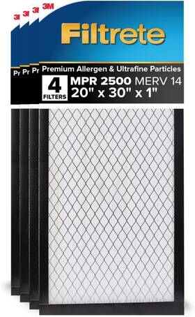 Filtrete 076308427320 3m 20x30x1 Ac Furnace Air Filter Merv 14 Mpr 2500 4-pack