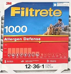 Filtrete 155500323303 Five 12x36x1 Hvac Air Filter Merv 11 Mpr 1000 Micro Allergen Defense