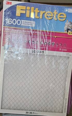 34-8727-9187-5 Filtrete 4pk 1600 Mpr Ultra Allergen Furnace/ac Filter 20x30x1 New 3 Month Life