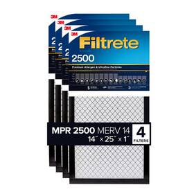 Filtrete 445046553517 4-pack 1 Inch Air Filters Merv 14 Mpr 2500 Captures Viruses Dust Allergens Pollen
