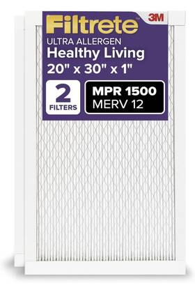 Filtrete 638060166017 New 2-pack 3m 20x30x1 Air Filter Merv 12 1500 Mpr