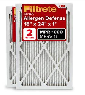 Filtrete 638060187821 2 Pack 18x24x1 Air Filter Mpr 1000 Merv 11 Micro Allergen Defense