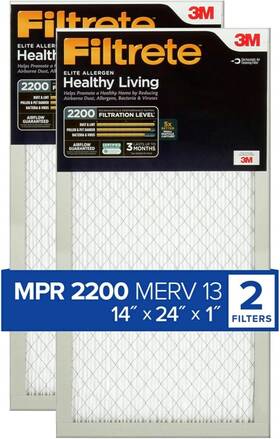 Filtrete 638060188040 14x24x1 Ac Furnace Air Filter Merv 13 Mpr 2200 Elite Allergen 2 Pk