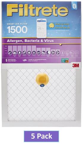 Filtrete 638060188194 5 - 3m 14x20x1 Ac Furnace Smart Bluetooth Air Filters Merv 12 Mpr 1500