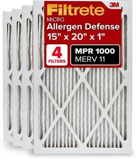 Filtrete 638060263037 15x20x1 Ac Furnace Air Filter Merv 11 Mpr 1000 4 Pack
