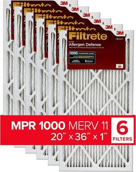 Filtrete 638060263327 20x36x1 Ac Furnace Air Filter Merv 11 Mpr 1000 6-pack