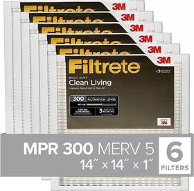 Filtrete 638060263365 14x14x1 Ac Furnace Air Filter Merv 5 Mpr 300 Electrostatic 6-pack