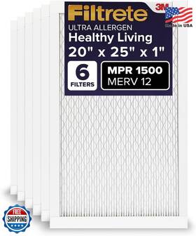 Filtrete 638060263976 20x25x1 Merv 12 Mpr 1500 Ac Furnace Air Filter 6-pack