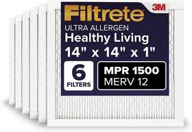 Filtrete 638060657027 14x14x1 Ac Furnace Air Filter Merv 12 Mpr 1500 Certified 6 Pack