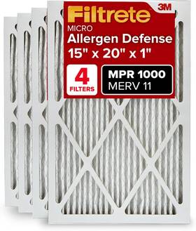 Filtrete 696593214667 15x20x1 Ac Furnace Air Filter Merv 11 Mpr 1000 Micro Allergen 1-inch