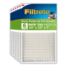 726-6pk-ec Filtrete 20 X 24 1 Air Filter 6 Hvac Filters Mpr 700 Merv 8 Dust Pollen