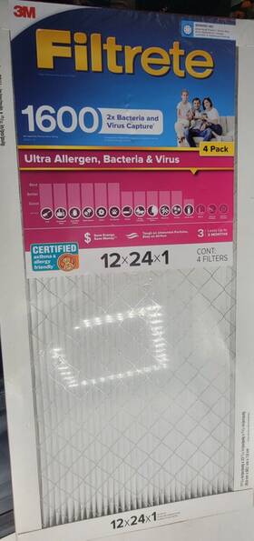 980418313 Filtrete 1600 Mpr Ultra Allergen 2x Bacteria And Virus Filter 12x24x1 4 Pack