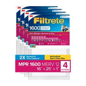980418315 Filtrete 4 Pack 16x25x1 Ultra Allergen 2x Bacteria And Virus Filter 1600 Mpr