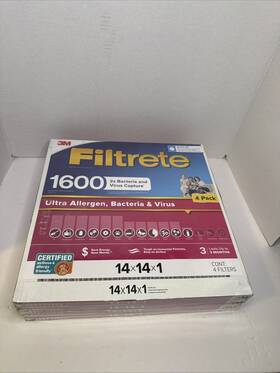 980424683 Filtrete Ultra Allergen 2x Bacteria And Virus Filter 1600 Mpr 4 Pk. 14x14x1