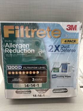Ad11-6pk-1e Filtrete Pack Of 4 3m 14x14x1 Micro Allergen Defense 1000 Filters Merv 11 3n1