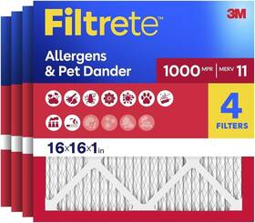 Filtrete Ad16-6pk-1e 16x16x1 Ac Furnace Air Filter Merv 11 Mpr 1000 Micro Allergen Def