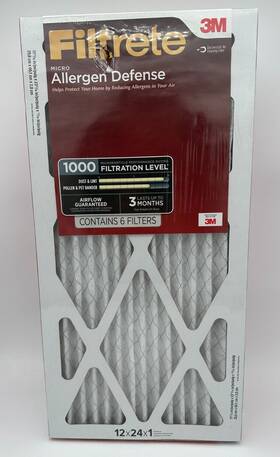 Ad20-6pk-1e Filtrete 12x24x1 Air Filter Mpr 1000 Merv 11 Allergen Defense 6-pack