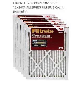 Ad20-6pk-2e Filtrete 4920 12x24x1 Air Filter Mpr 1000 Merv 11 Allergen Defense 6-pack New