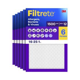 Ur01-6pk-1e Filtrete 16x25x1 Ac Furnace Air Filter Merv 12 Mpr 1500 Certified Asthma &