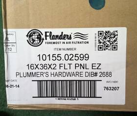 Flanders 10155.02599 16x36x2 Air Filter Merv 2 12 Pack