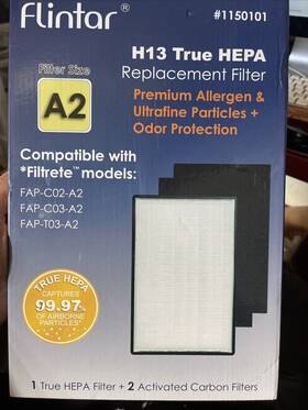 1150101 Flintar Type A2 H13 Grade True Hepa Replacement Filter Compatible With Room Air