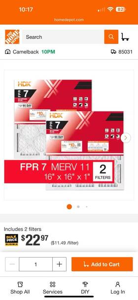 Fpr 7 Gfzlfd 6qty 16x16x1 Home Air Filtres 8 Pack New