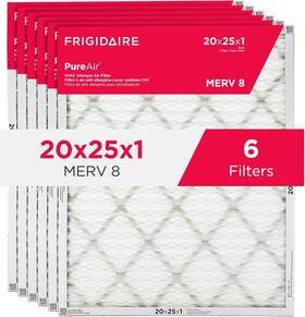 Hvac202586 Frigidaire 20x25x1 Air Filter 6-pack Merv 8 Electrostatic Pleated Allergen Defen