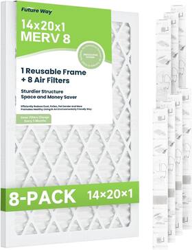 Future Way 14x20x1-8-8pack 10x20x1 Air Filters Merv 11 8 Pack Reusable Frame Future Way 14x20x1-8-8pack 10x20x1 Air Filters Merv 11 8 Pack Reusable Frame