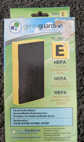 Germguardian 262400010281 Germ Guardian Flt4100 True Hepa Genuine Air Purifier Replacement Filter E