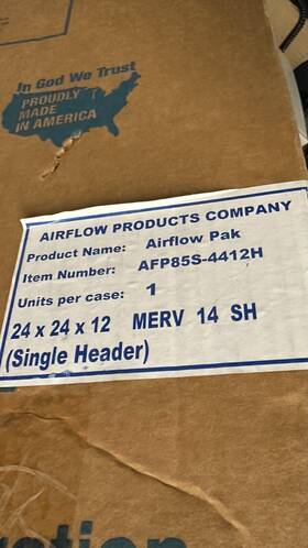 Zps24241295ho Glasfloss Industries Zps24241295ho- Merv 14 Single Header 24 X 12 Airflow-pak