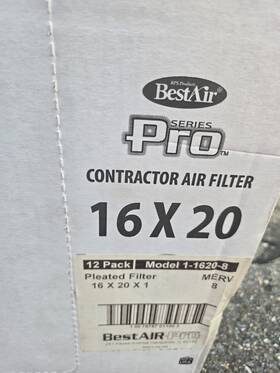 Zlp1620112 Glasfloss 16x20x1 Merv 8 Pleated Air Filters. 12 Pack
