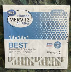 Wal2p13-011414 Great Value - Mann & Hummel 14x14x1 Merv 13 / Fpr 10 Pleated 1 Inch Air Filter Pack Of 2 Best