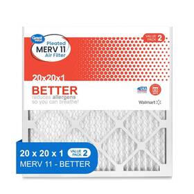 Wal2p11-012020 Great Value 20x20x1 Merv 11 Better Hvac Air And Furnace Filter Reduces Allergens 2 Filters