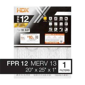 Hdx 031949620875 20x25x1 Inch Allergen Standard Pleated Air Filter Fpr 12 Merv 13 Filters Furnace