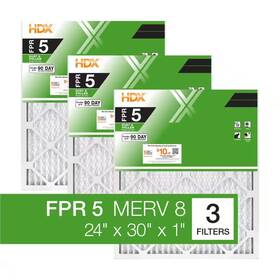 Hdx 313025066082 3 Pack 24 Inch X 30 1 Standard Pleated Furnace Air Filter Fpr 5 Merv 8