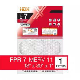 Hdx 313028991916 18 Inch X 30 1 Allergen Plus Pleated Air Filter Fpr 7 Merv 11