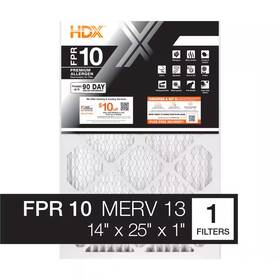 Hdx 313046428456 14 Inch X 25 1 Premium Pleated Furnace Air Filter Fpr 10 Merv 13