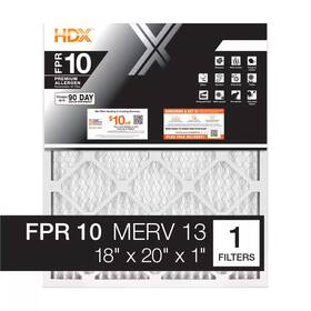 Hdx 313048788763 18 Inch X 20 1 Premium Pleated Air Filter Fpr 10 Merv 13