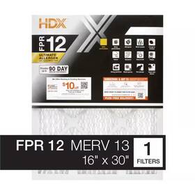 Hdx 313097118191 16 Inch X 30 1 Ultimate Allergen Pleated Air Filter Fpr 12 Merv 13