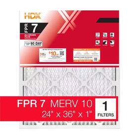 Hdx 313102415468 24 Inch X 36 1 Allergen Plus Pleated Air Filter Fpr 7 Merv 10