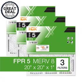 Hdx 445005467411 20 Inch X 1 Standard Pleated Furnace Air Filter Fpr 5 Merv 8 3-pack