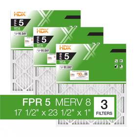 Hdx 445035498423 17.5 Inch X 23.5 1 Standard Pleated Air Filter Fpr 5 Merv 8 3-pack