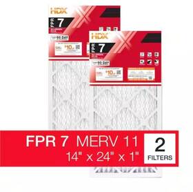 Hdx 445047957918 2 Pack 14in X 24in 1in Allergen Plus Pleated Furnace Air Filter Fpr 7 Merv 11