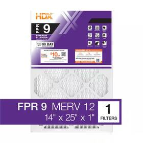 Hdx 445057996990 14 Inch X 25 1 Superior Pleated Air Filter Fpr 9 Merv 12